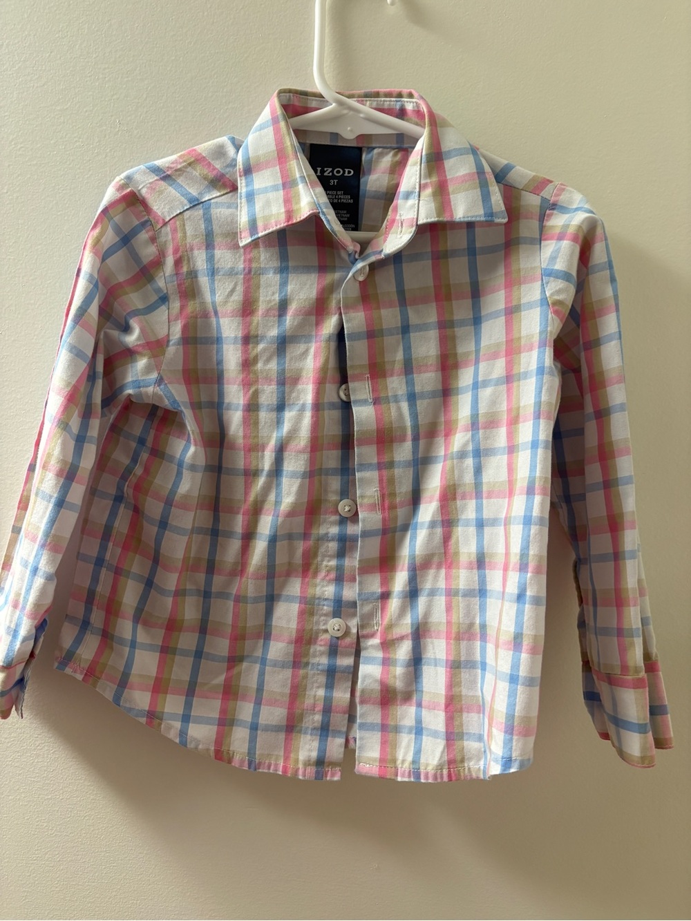 Izod Kids Pastel Plaid Button-Down Shirt in Pink, Blue & Yellow